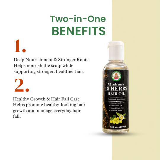 AB advance 18 Herbs Hair Oil - Two-in-One Benefits
