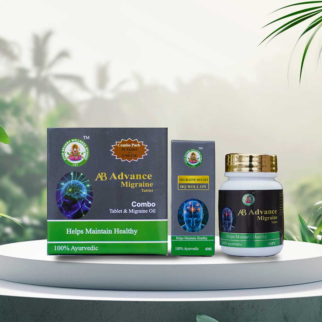 Ayur Brahma Advance Migraine Tablet and Oil Combo